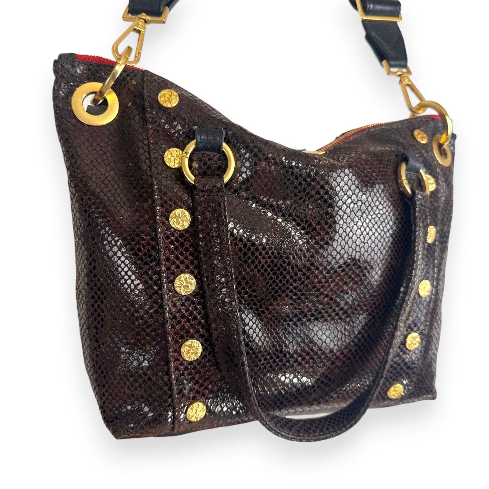 Hammitt Daniel Medium Painted Rattle Snake Leather Satchel Crossbody Euc